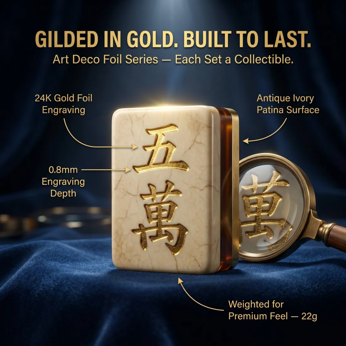 Gold Acrylic Mahjong Sets – 166 Tiles for B2B Supply — production and detail photo