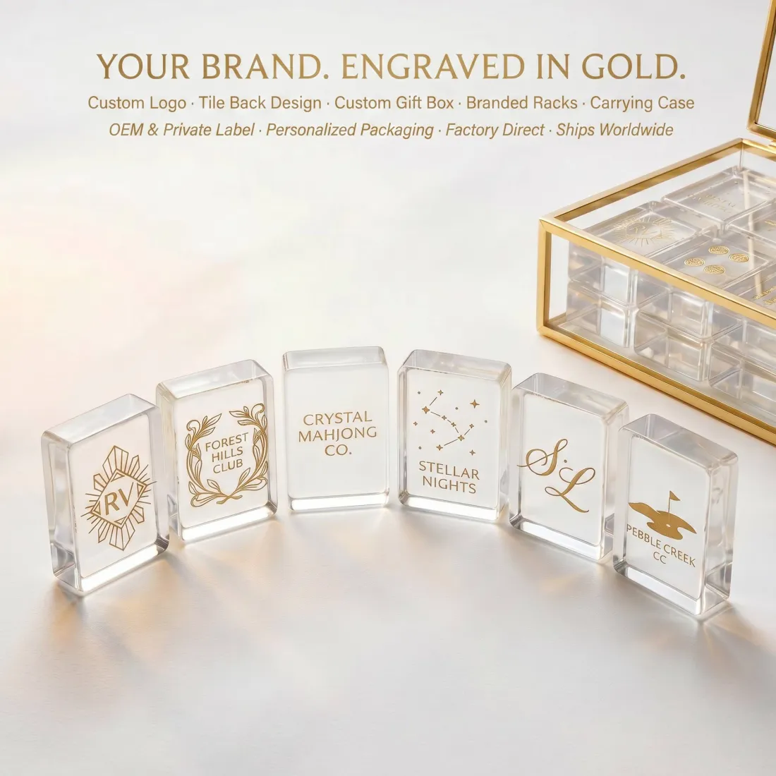 Signature Acrylic Mahjong Sets – 166 Tiles for B2B Supply (CS-010) — production and detail photo