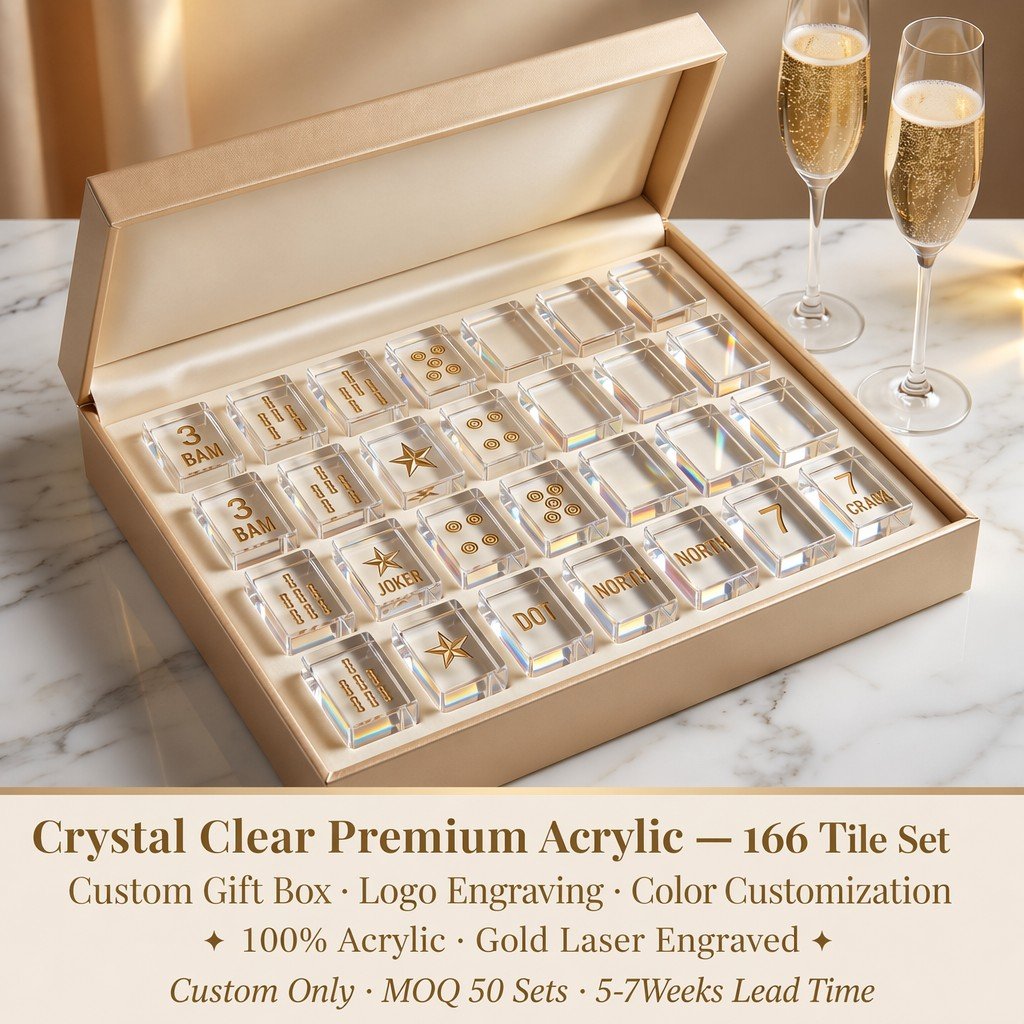 Signature Acrylic Mahjong Sets – 166 Tiles for B2B Supply (CS-010)