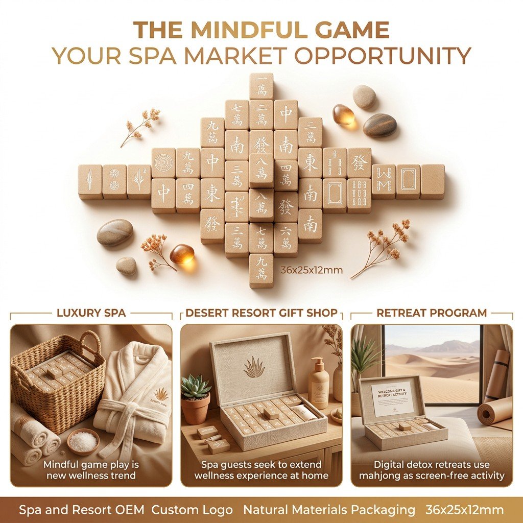 Nude Acrylic Mahjong Sets – 166 Tiles for B2B Supply — production and detail photo