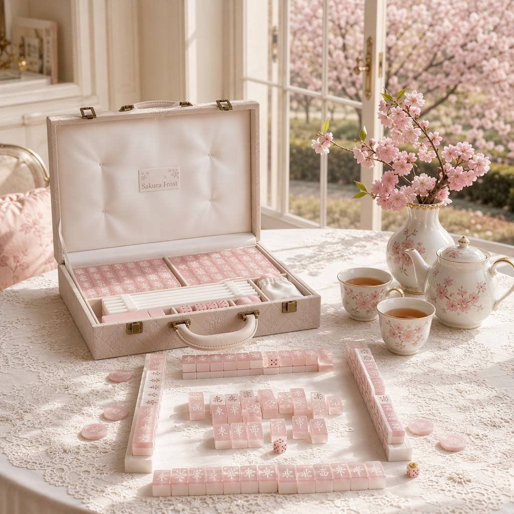Pink Acrylic Mahjong Sets – 160 Tiles for B2B Supply — production and detail photo