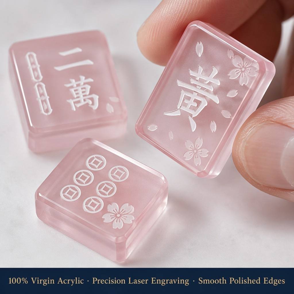 Pink Acrylic Mahjong Sets – 160 Tiles for B2B Supply — Sakura pink color variant