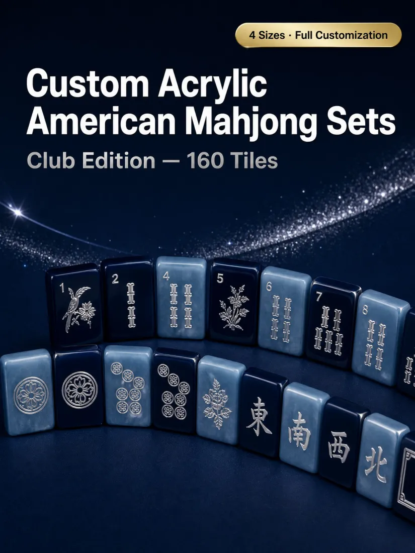 Navy Acrylic Mahjong Sets – 160 Tiles for B2B Supply — production and detail photo