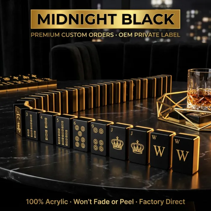 Navy Acrylic Mahjong Sets – 160 Tiles for B2B Supply — Midnight Black color variant