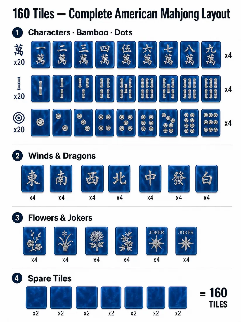 Luxury Blue Acrylic Mahjong Sets – 160 Tiles for B2B Supply — production and detail photo