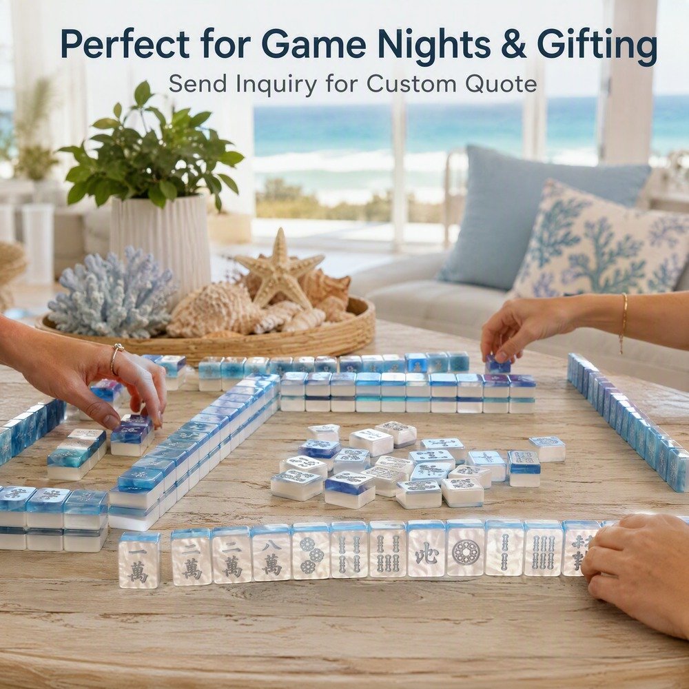 Luxury Blue Acrylic Mahjong Sets – 160 Tiles for B2B Supply — view 7
