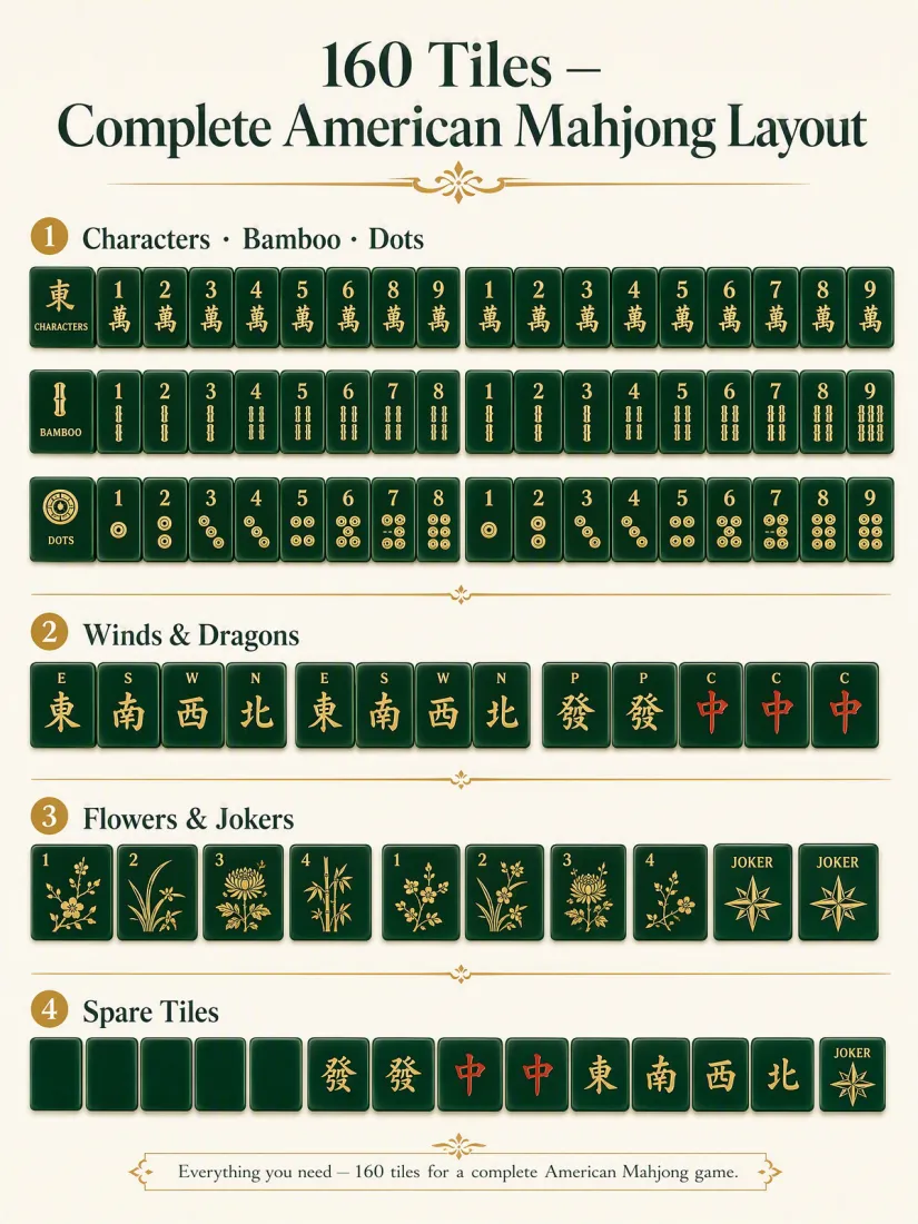 Green Acrylic Mahjong Sets – 160 Tiles for B2B Supply — production and detail photo