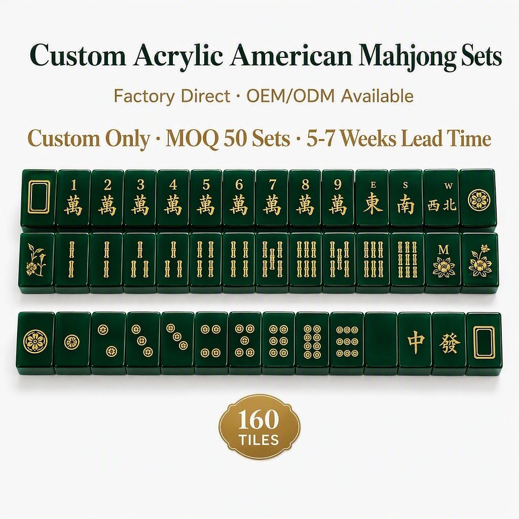 Green Acrylic Mahjong Sets – 160 Tiles for B2B Supply