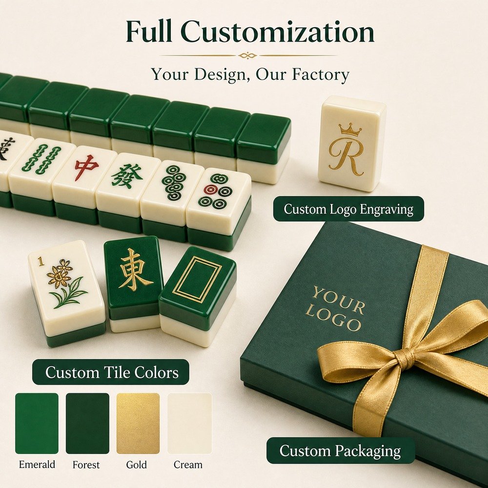 Green Acrylic Mahjong Sets – 160 Tiles for B2B Supply — view 5