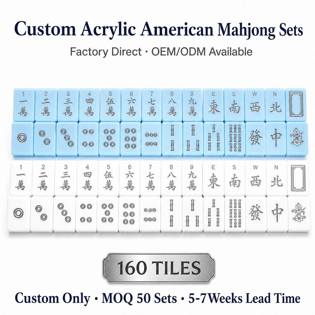 Blue Acrylic Mahjong Sets – 160 Tiles for B2B Supply