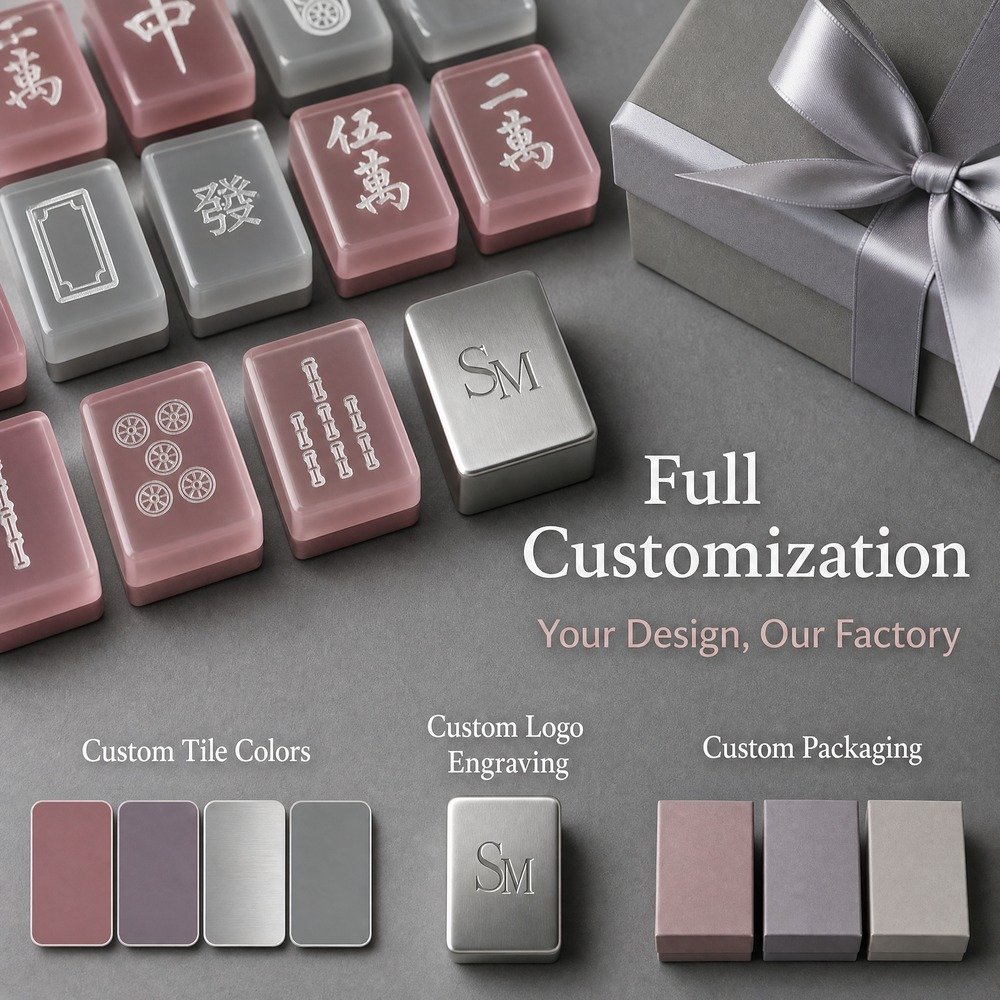 Dusty Rose Acrylic Mahjong Sets – 160 Tiles for B2B Supply — view 4