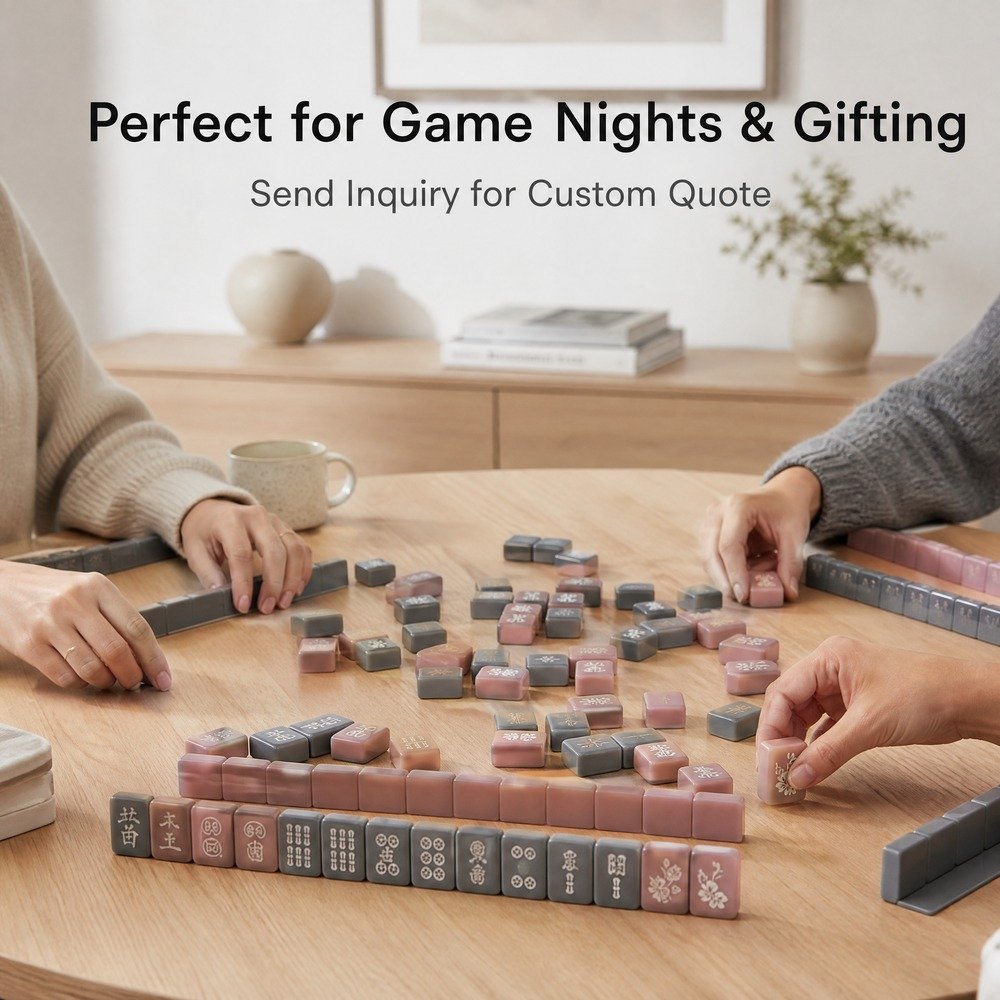 Dusty Rose Acrylic Mahjong Sets – 160 Tiles for B2B Supply — view 6