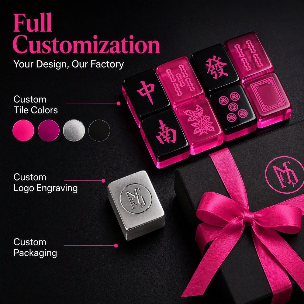 Hot Pink Acrylic Mahjong Sets – 160 Tiles for B2B Supply — view 4