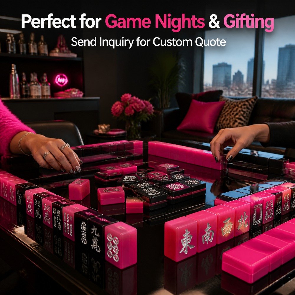 Hot Pink Acrylic Mahjong Sets – 160 Tiles for B2B Supply — view 5