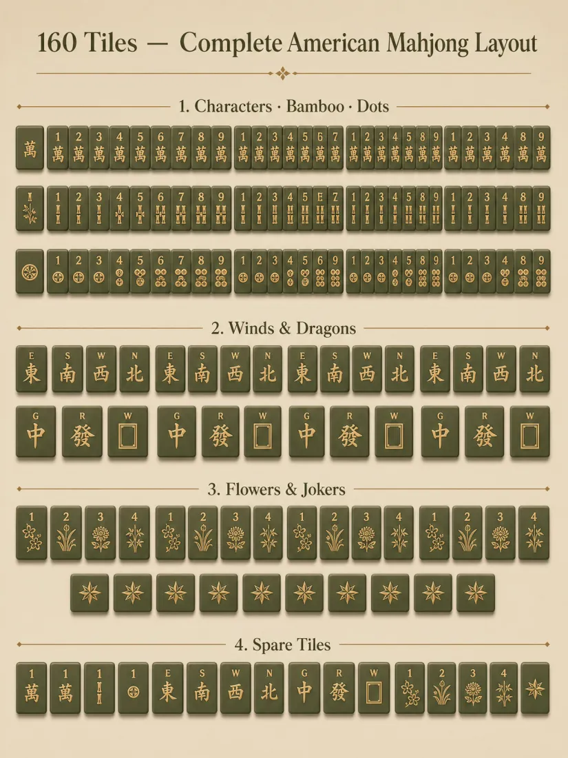 Green Acrylic Mahjong Sets – 160 Tiles for B2B Supply (CS-128) — production and detail photo
