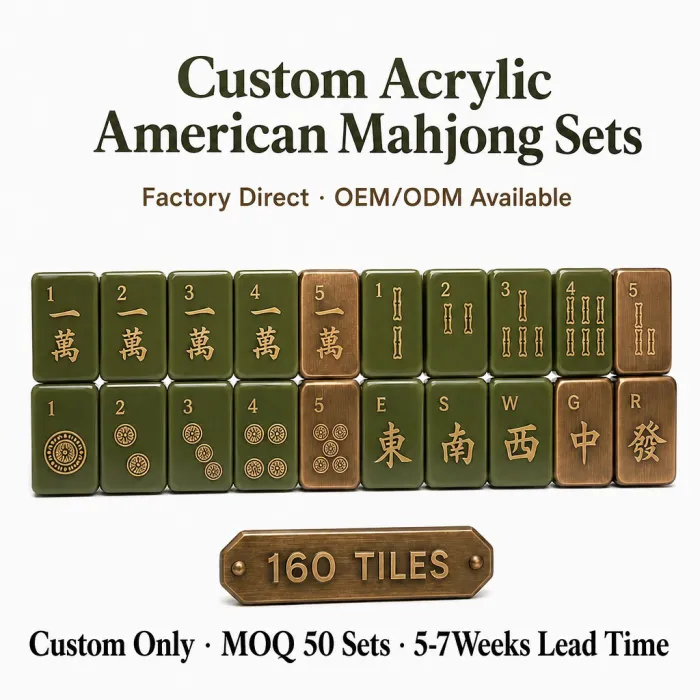 Green Acrylic Mahjong Sets – 160 Tiles for B2B Supply (CS-128) — Olive Green color variant