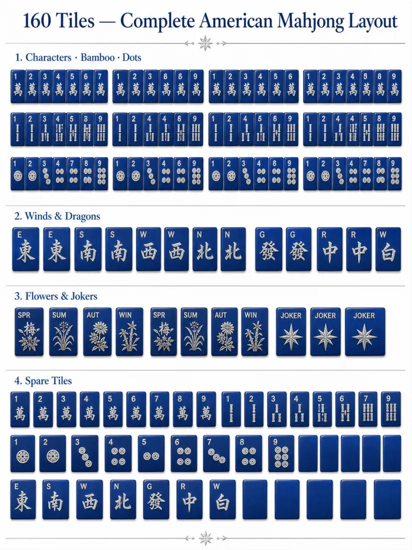 Deep Engraving Blue Acrylic Mahjong Sets – 160 Tiles for B2B Supply — production and detail photo