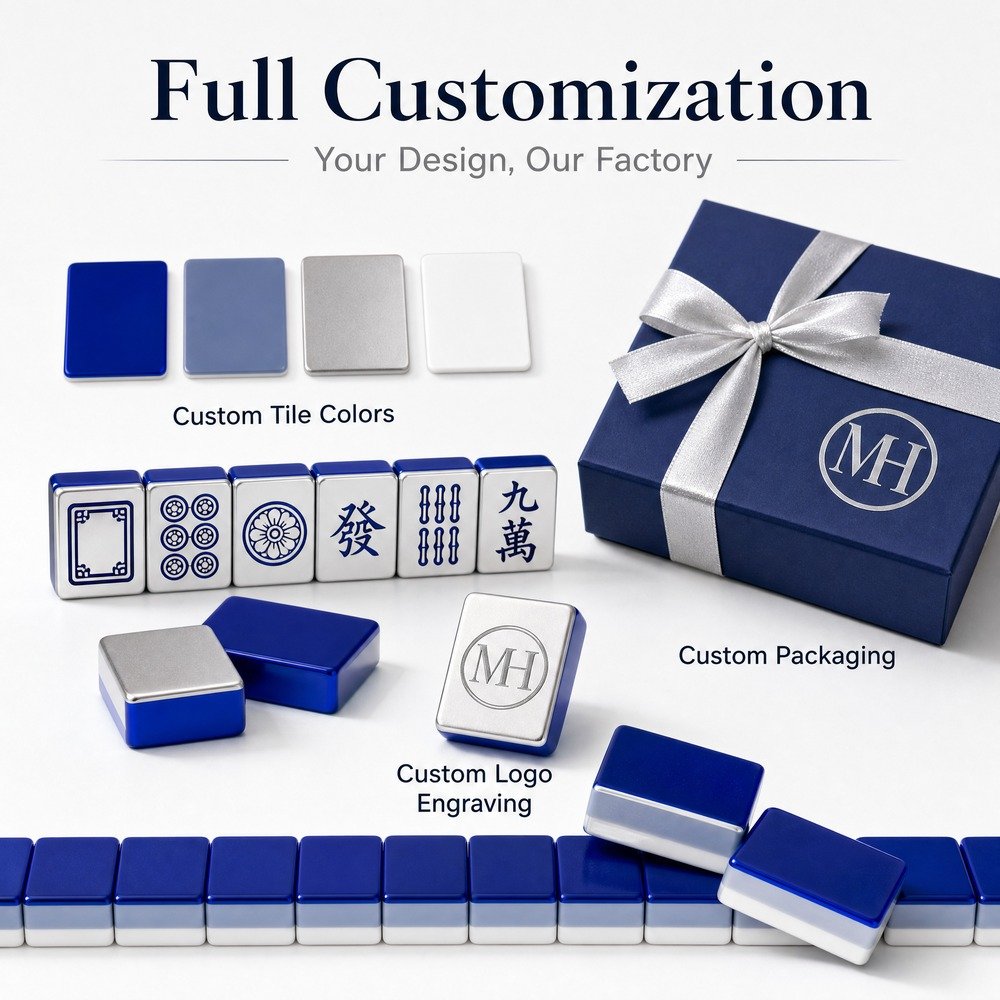 Deep Engraving Blue Acrylic Mahjong Sets – 160 Tiles for B2B Supply — view 4
