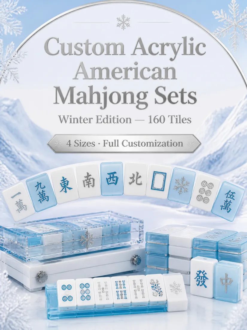 Solid Blue Acrylic Mahjong Sets – 160 Tiles for B2B Supply — production and detail photo