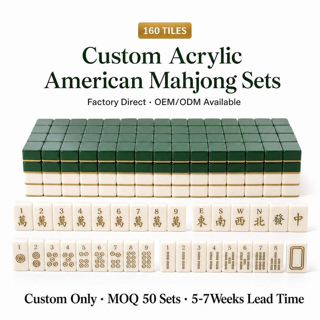 Green Acrylic Mahjong Sets – 160 Tiles for B2B Supply (CS-148)